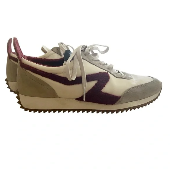 rag & bone Retro Runner Low-Top Sneakers Cream Burgundy size 10 - Picture 6 of 13